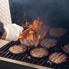 Freshly grilled burgers