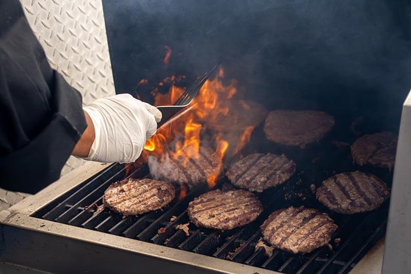 Freshly grilled burgers