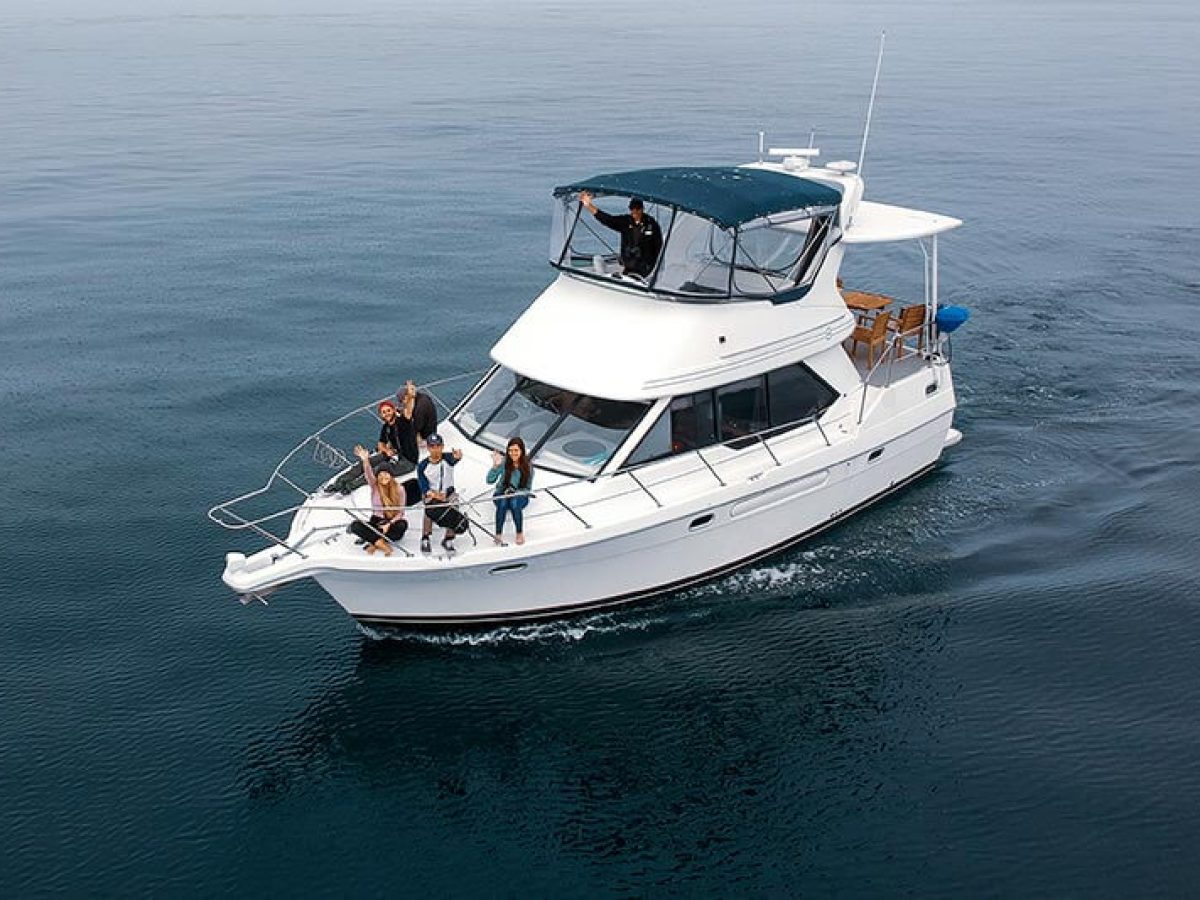 Guests on the bow of Motor Yacht ORCA