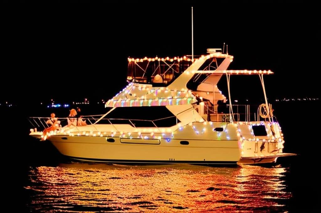 Boat-Parade-Enhanced-ORCA Motor Yacht ORCA digitally enhanced to show holiday celebrations in the Dana Point Harbor Boat Parade of Lights