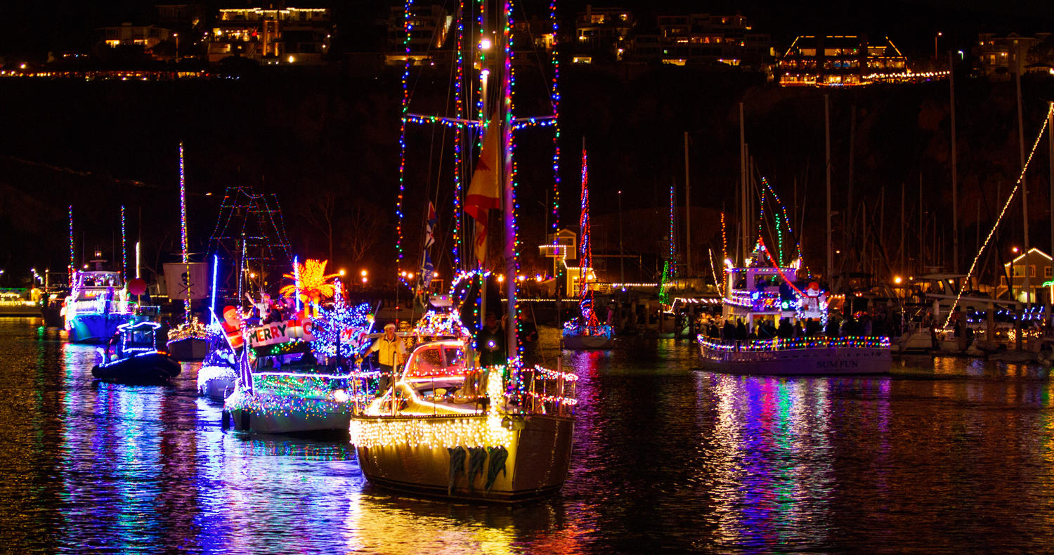 Dana Point Boat Parade Decorated boats light up Dana Point Harbor during annual Boat Parade