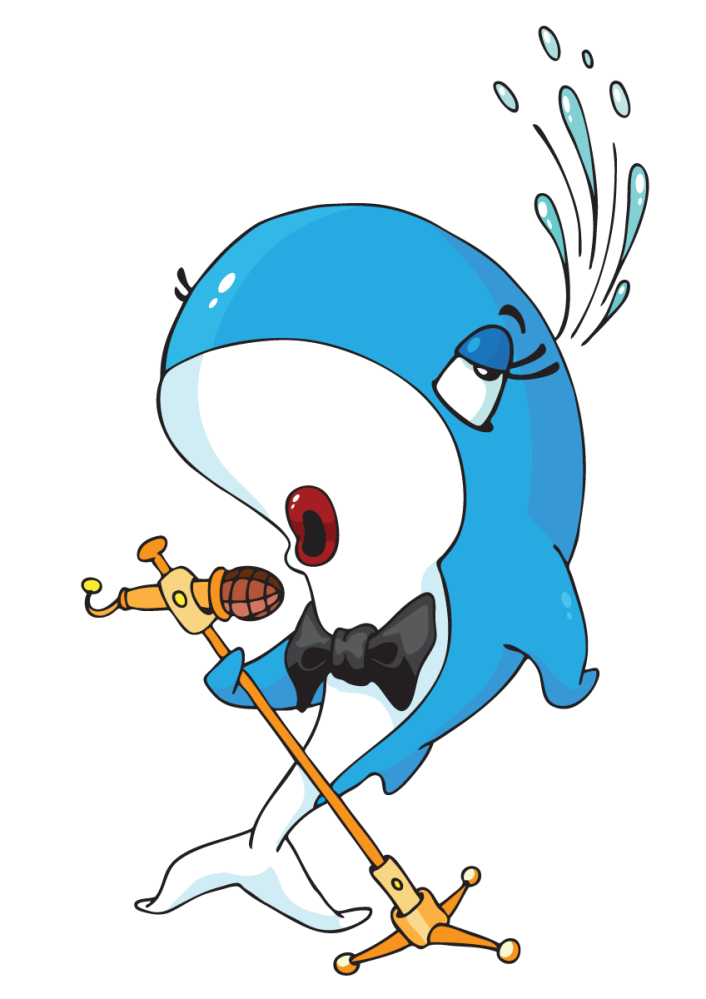 Singing whale cartoon