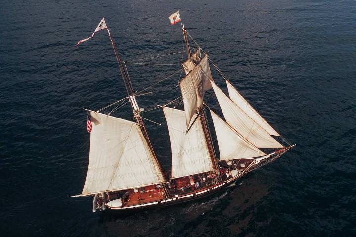 Drone view of Tall Ship Californian during Tall Ships Festival