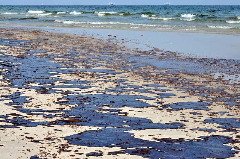 Oil spill on a beach