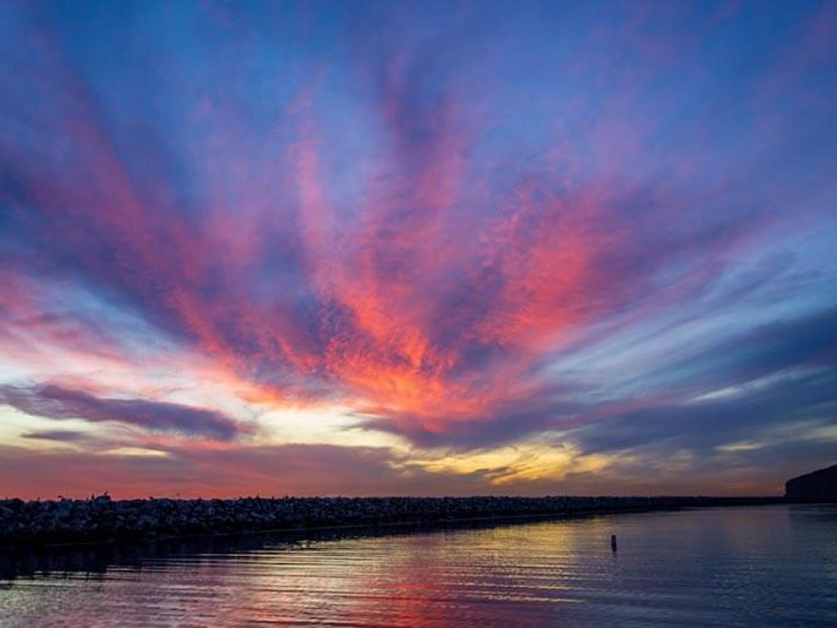 Sunset during Dana Point Harbor boat cruise
