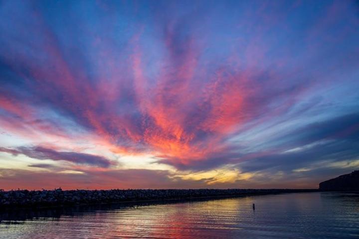 Sunset during Dana Point Harbor boat cruise