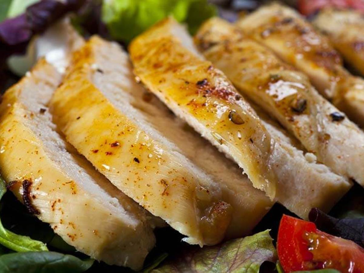 a close up sliced grilled chicken